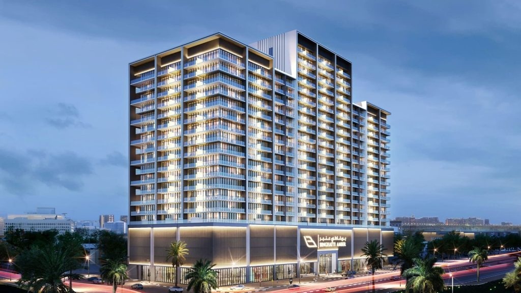 Binghatti Amber residential building exterior in JVC