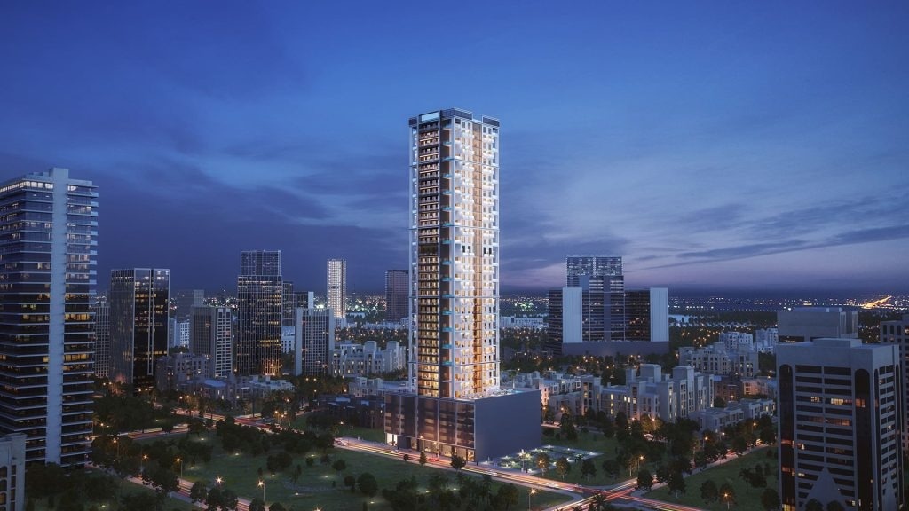 Binghatti Gardenia residential building exterior in JVC