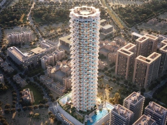 Binghatti Grove residential building exterior in JVC