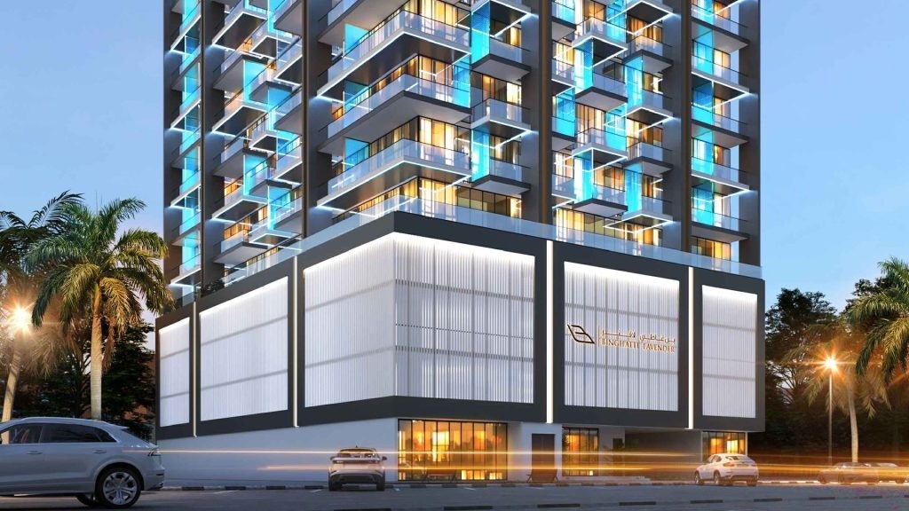 Binghatti Lavender residential building exterior in JVC