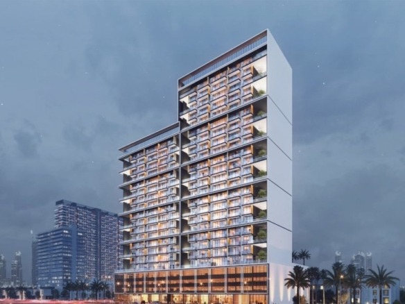 Binghatti Orchid residential tower exterior in JVC Dubai