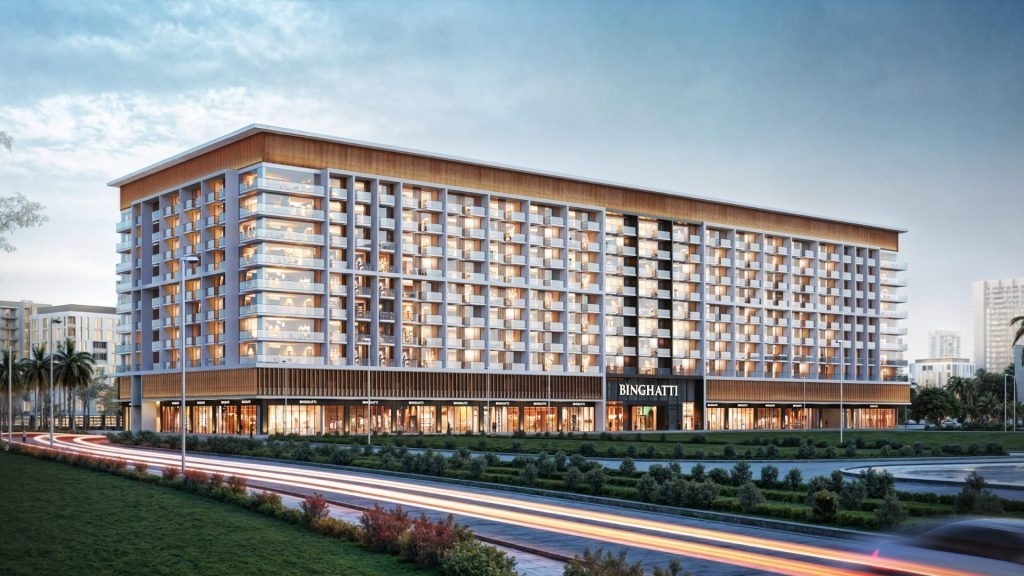 Binghatti Phoenix residential building exterior in JVC