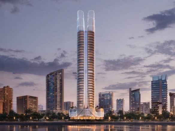 Binghatti Skyhall residential building exterior in JVC Dubai