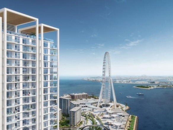 Bluewaters Bay luxury waterfront tower exterior in Dubai