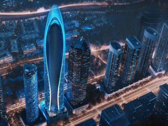 Mercedes Benz Places residential skyscraper exterior in Downtown Dubai