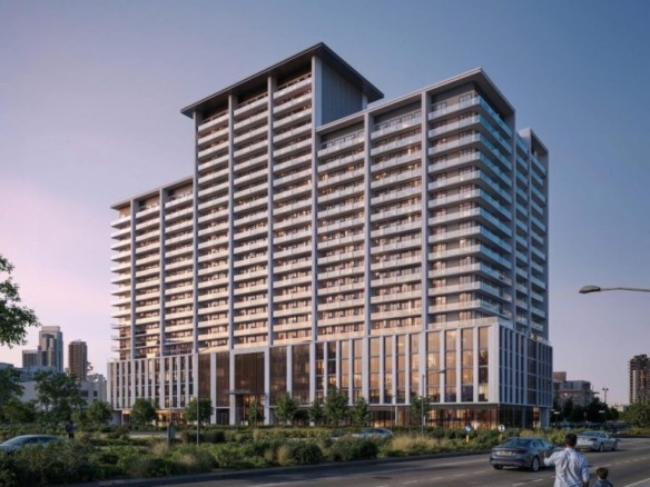 Binghatti Amberhall exterior view in Jumeirah Village Circle Dubai