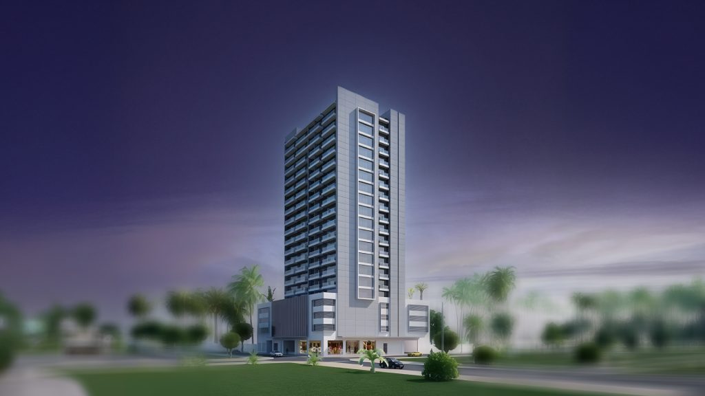 Exterior view of Esplora Residences tower in Jumeirah Village Circle, Dubai