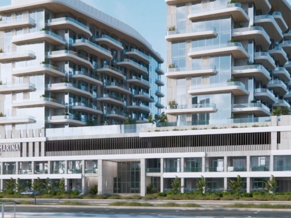 Blue Marina Residence Dubai Islands waterfront view and infinity pool