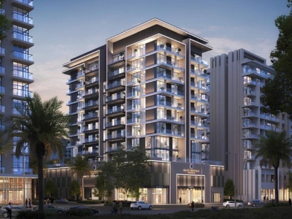 Gate Royale Residences exterior view, Jebel Ali Village Dubai"