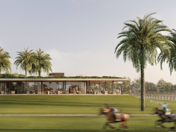 Grand Polo Club & Resort Dubai – exterior view of luxury villa overlooking polo field