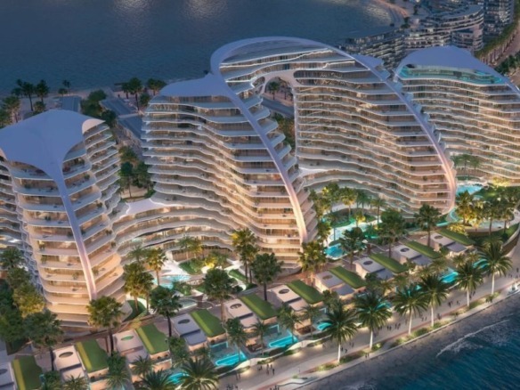 Oystra luxury apartments exterior on Al Marjan Island