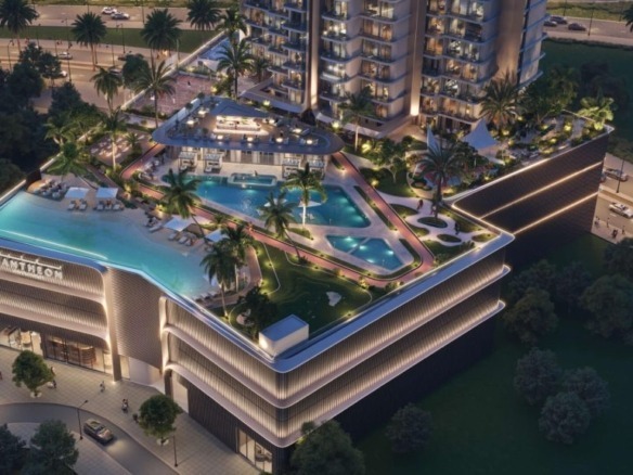 Voxa by Pantheon — Exterior view of modern apartment tower in JVT Dubai