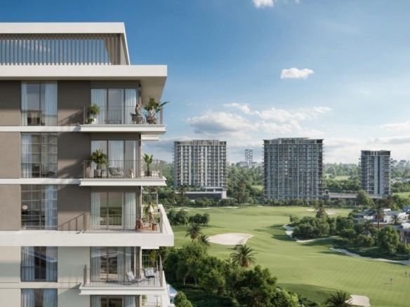 Golf Meadow Emaar South exterior — luxury apartments with golf course view