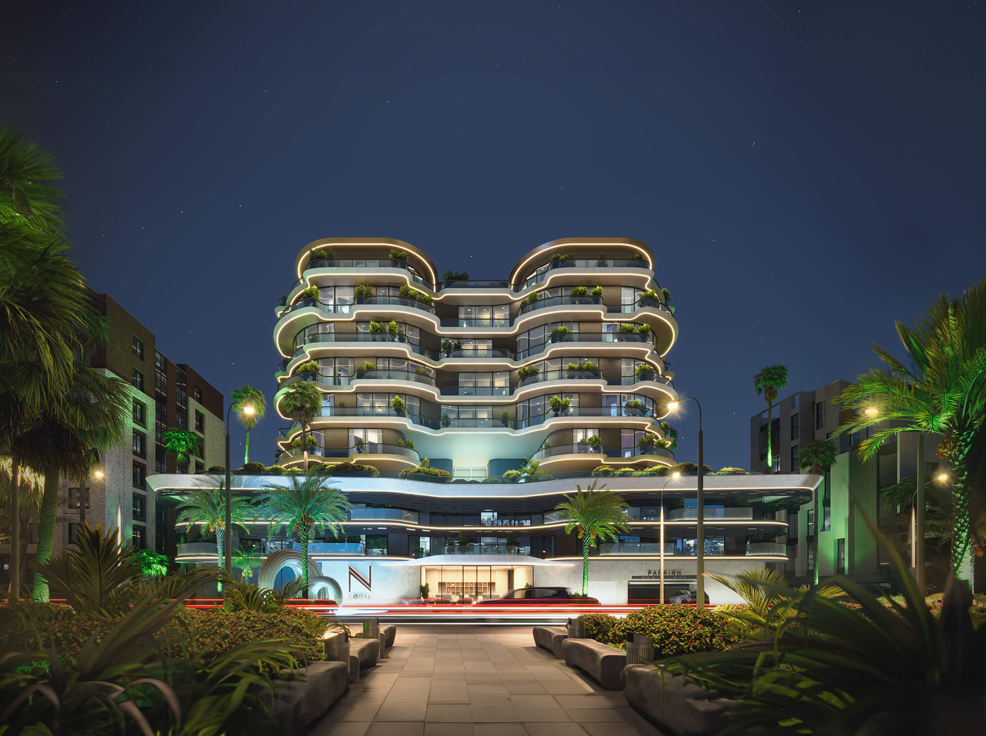 1 Next Coral Dubai Islands exterior waterfront view