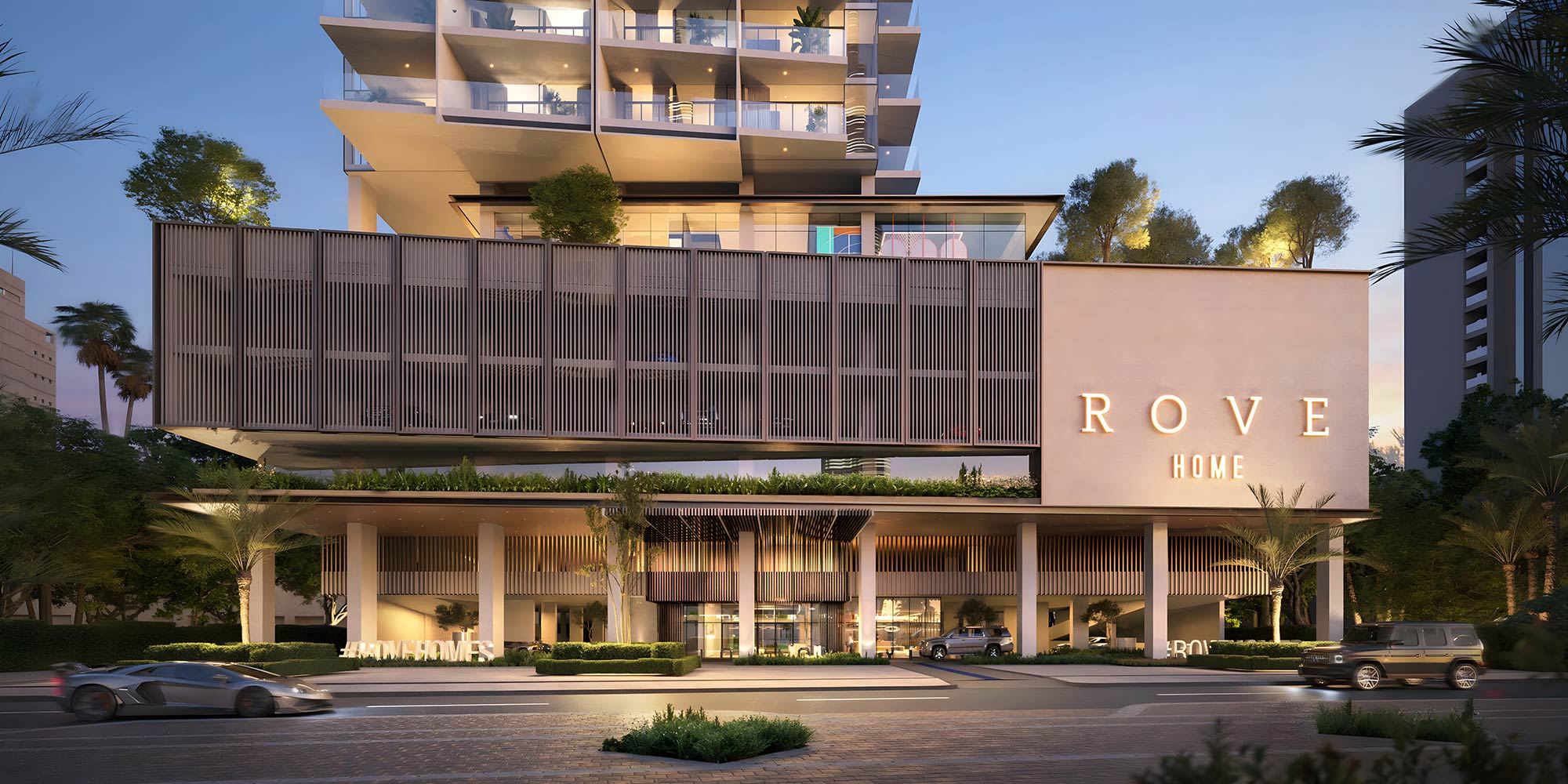 Rove Home Dubai branded residential tower exterior
