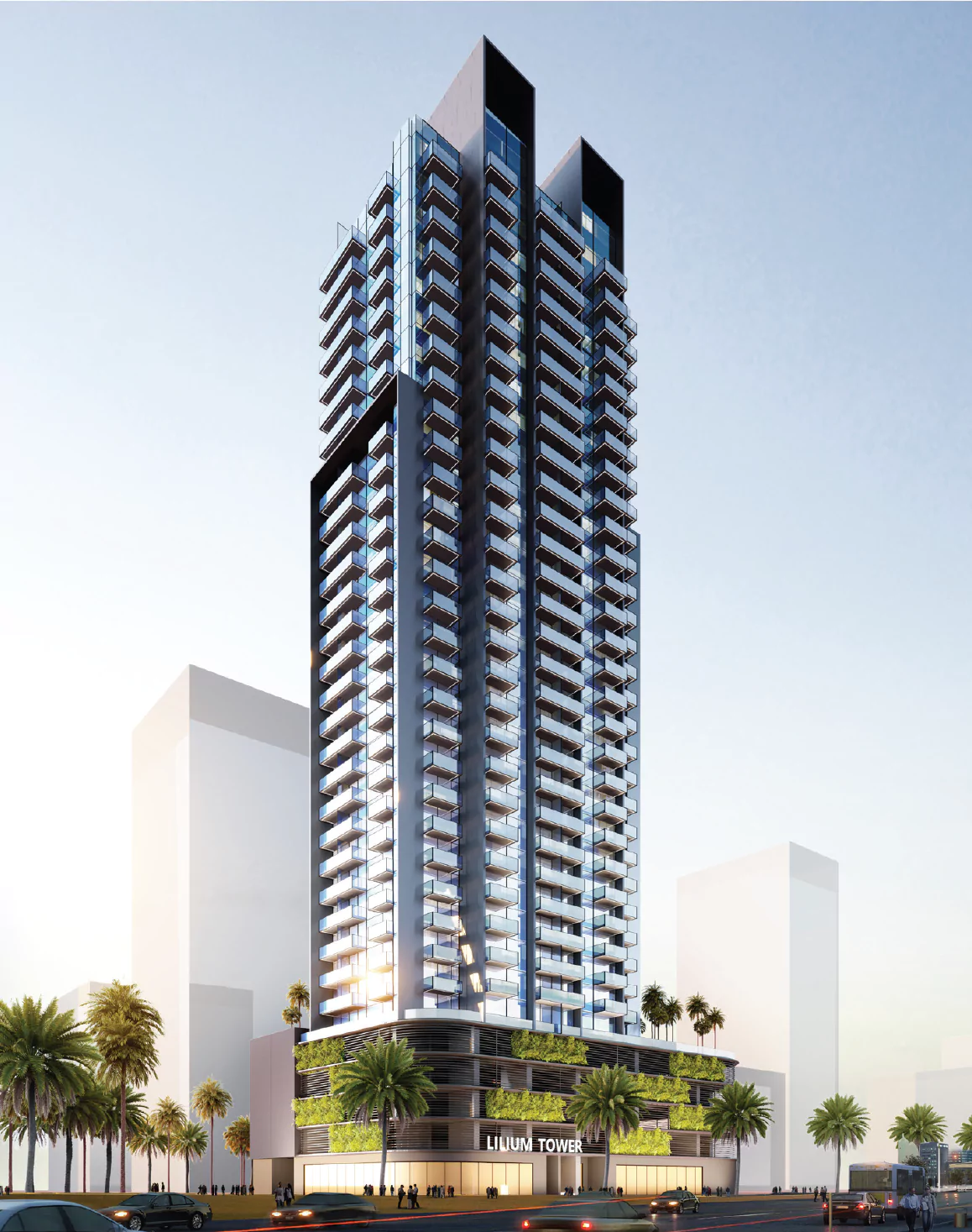 Lilium Tower residential exterior in Jumeirah Village Triangle Dubai