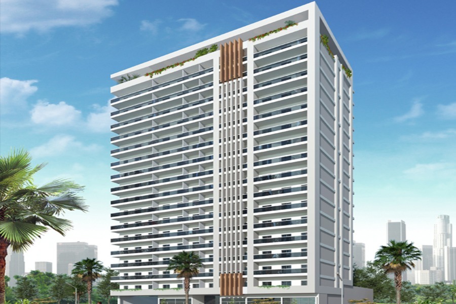 Artistic Heights residential tower exterior Jumeirah Village Circle
