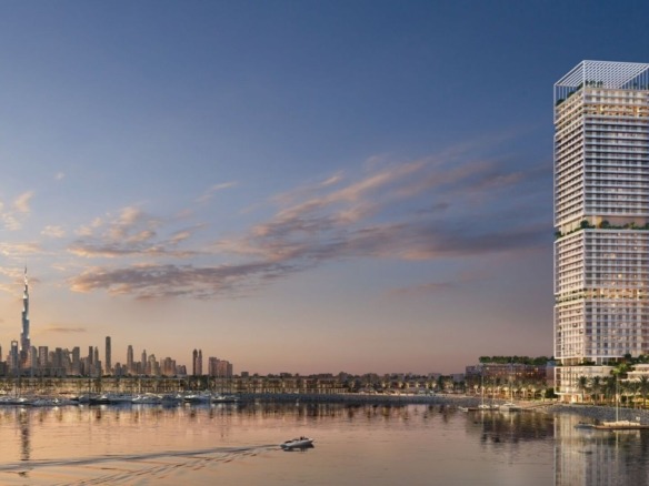 Orise Tower exterior waterfront view Dubai