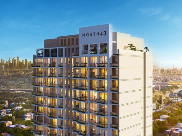 North 43 Residences building exterior in Jumeirah Village Circle Dubai