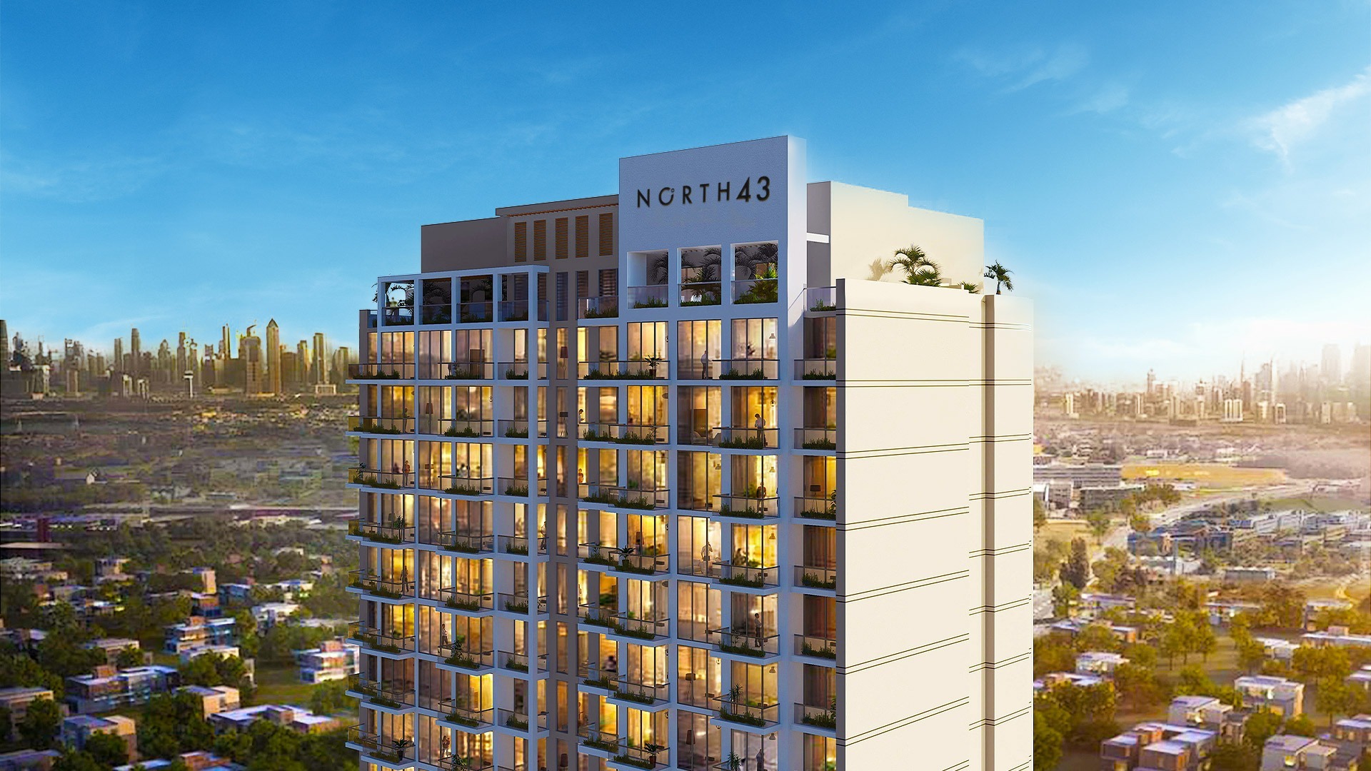 North 43 Residences building exterior in Jumeirah Village Circle Dubai