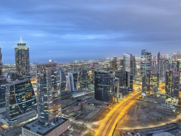 The Bay residential waterfront building exterior in Dubai