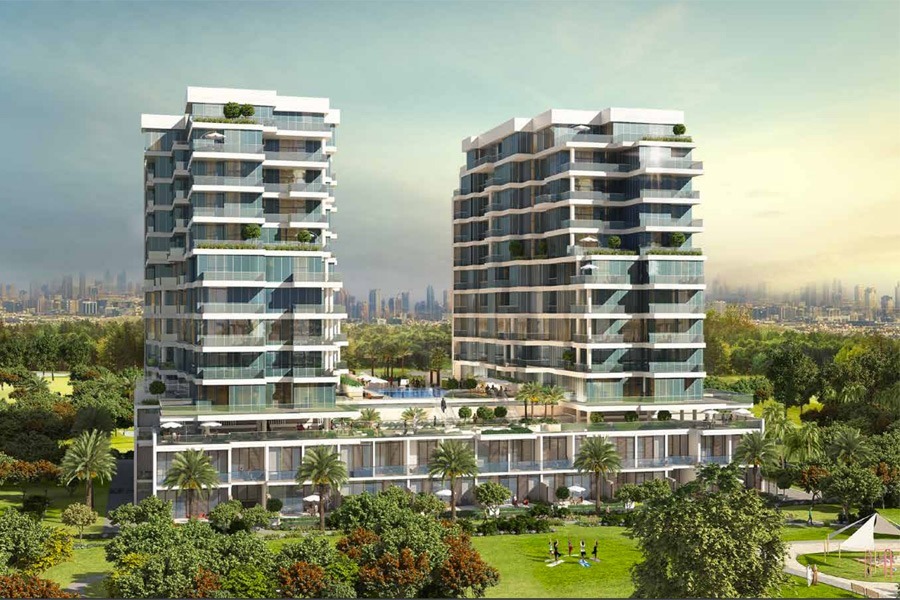 Orchid Apartments residential building in Damac Hills Dubai