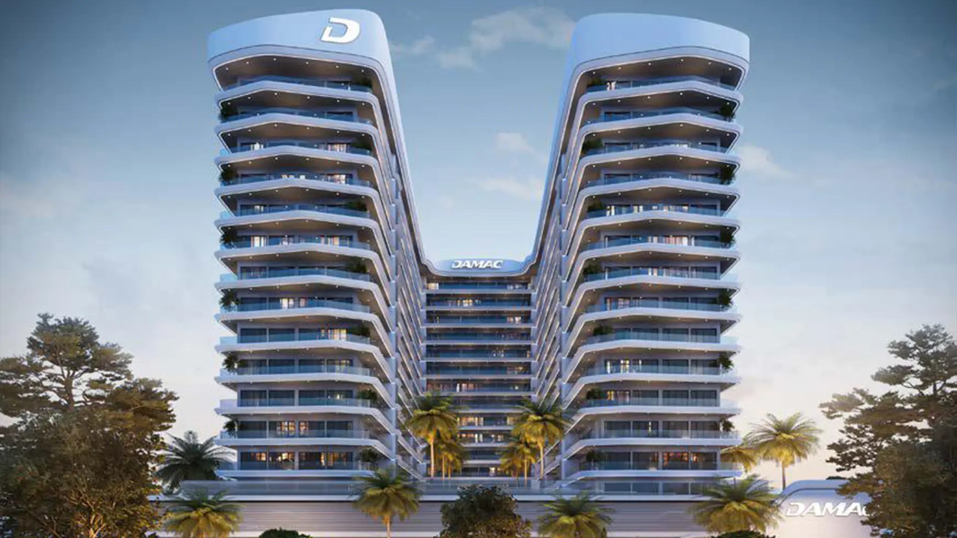 Exterior view of ELO residential towers DAMAC Hills 2