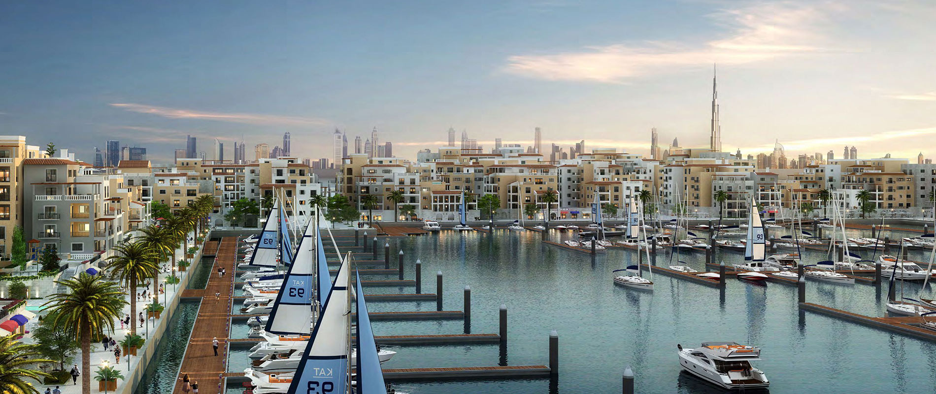 Port de La Mer waterfront buildings in La Mer Jumeirah Dubai