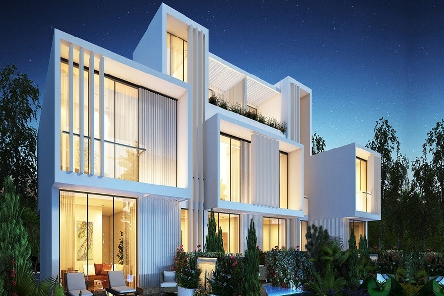 Aurum Villas exterior view in Damac Hills 2 Dubai