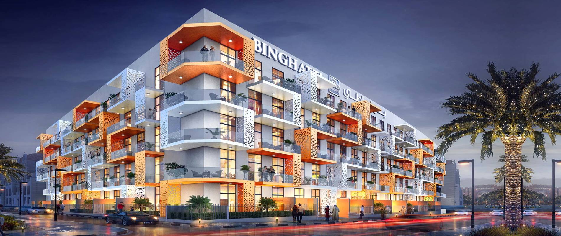 Binghatti Gems residential building exterior in JVC
