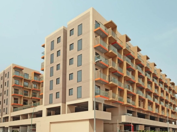 Binghatti Rose residential building exterior in JVC