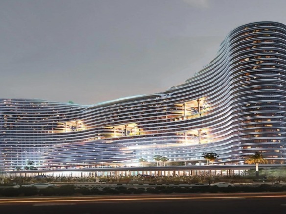 Binghatti Laquatique residential tower exterior in Business Bay Dubai