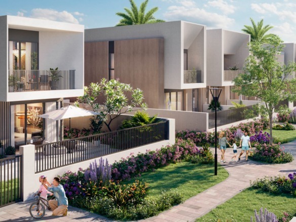 Maha Townhouses exterior view in Town Square Dubai