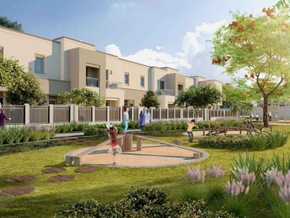 Naseem Townhouses exterior view in Town Square Dubai