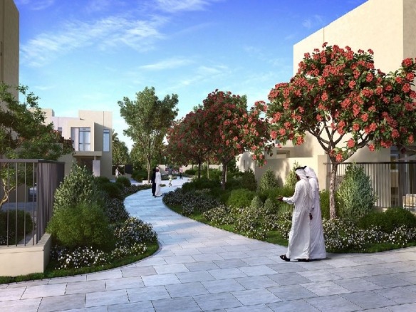 Noor Townhouses exterior view in Town Square Dubai