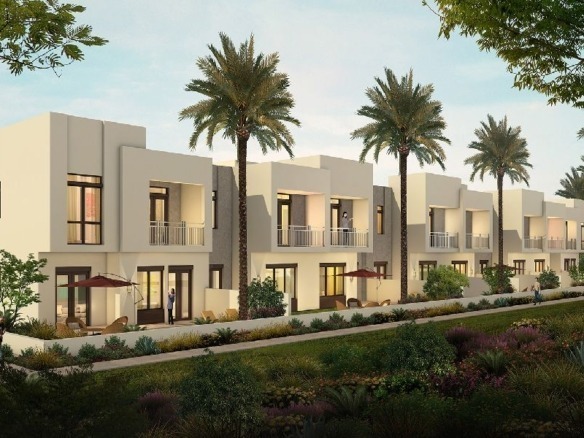 Zahra Townhouses exterior view in Town Square Dubai